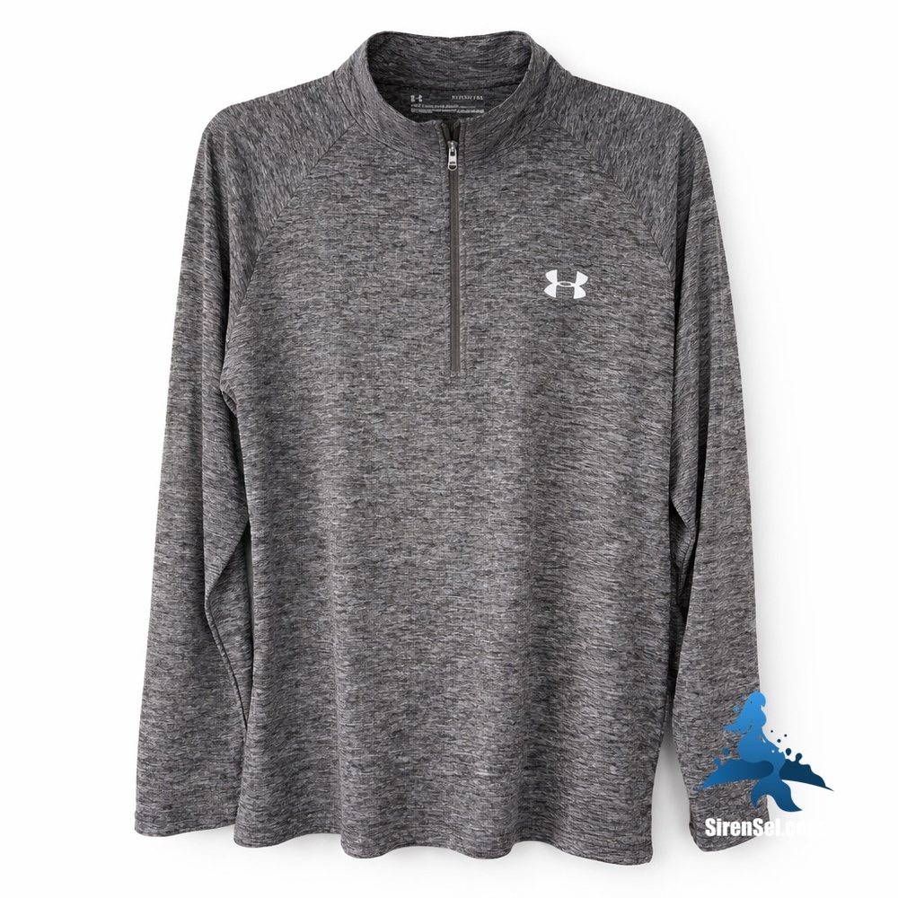 1254 NWT Under Armour HeatGear 1/4 Zip Pullover Mock Neck - XL - Gray
